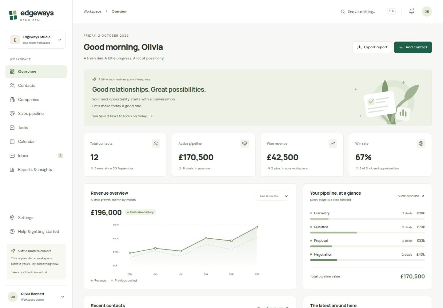 Edgeways Demo CRM desktop application preview