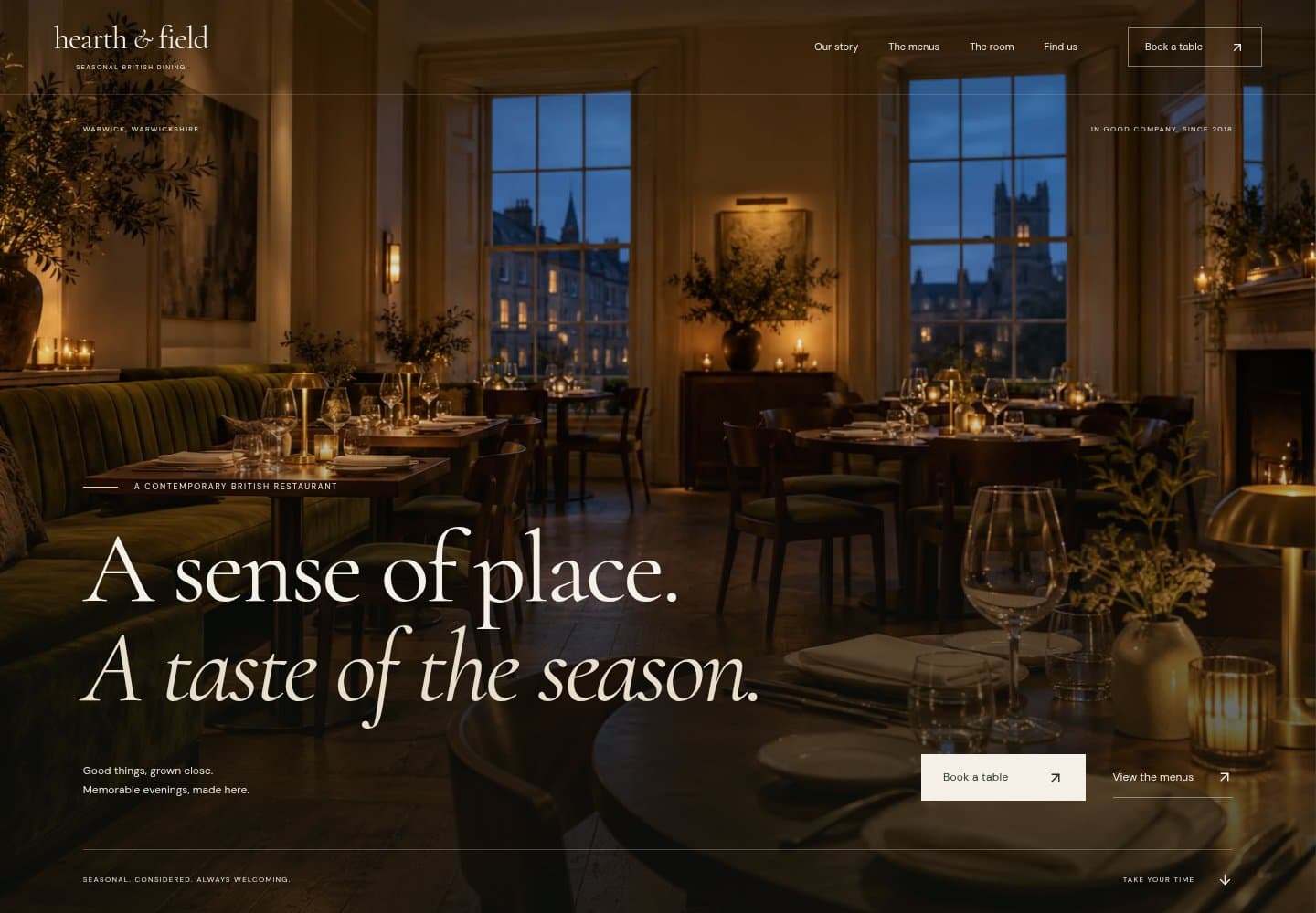 Hearth & Field desktop website preview