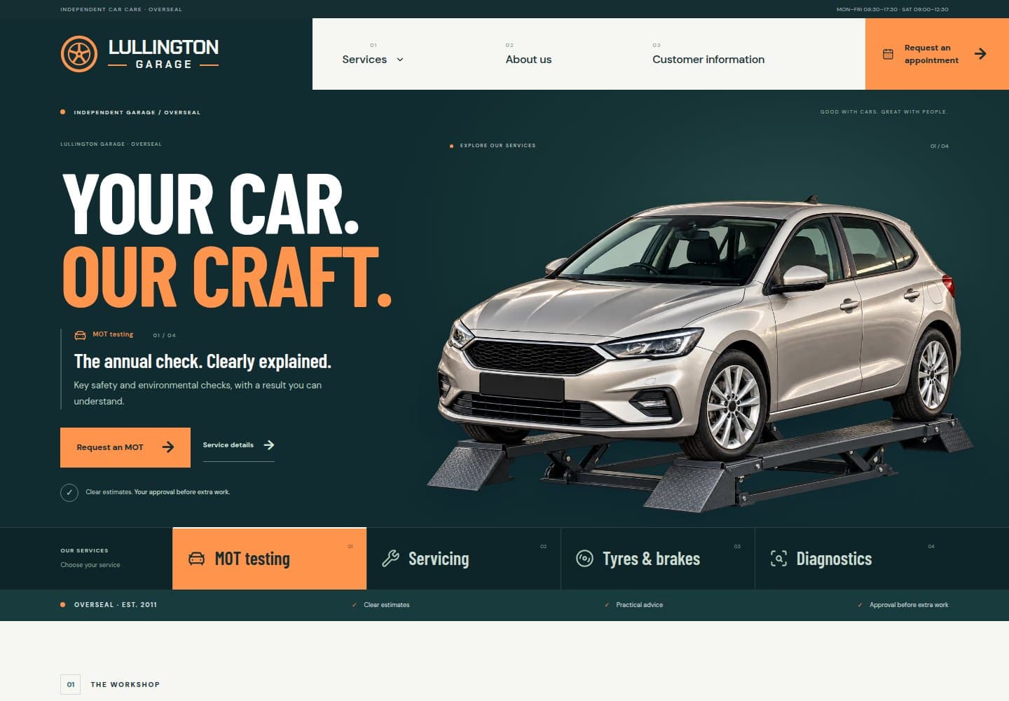 Lullington Garage desktop website preview