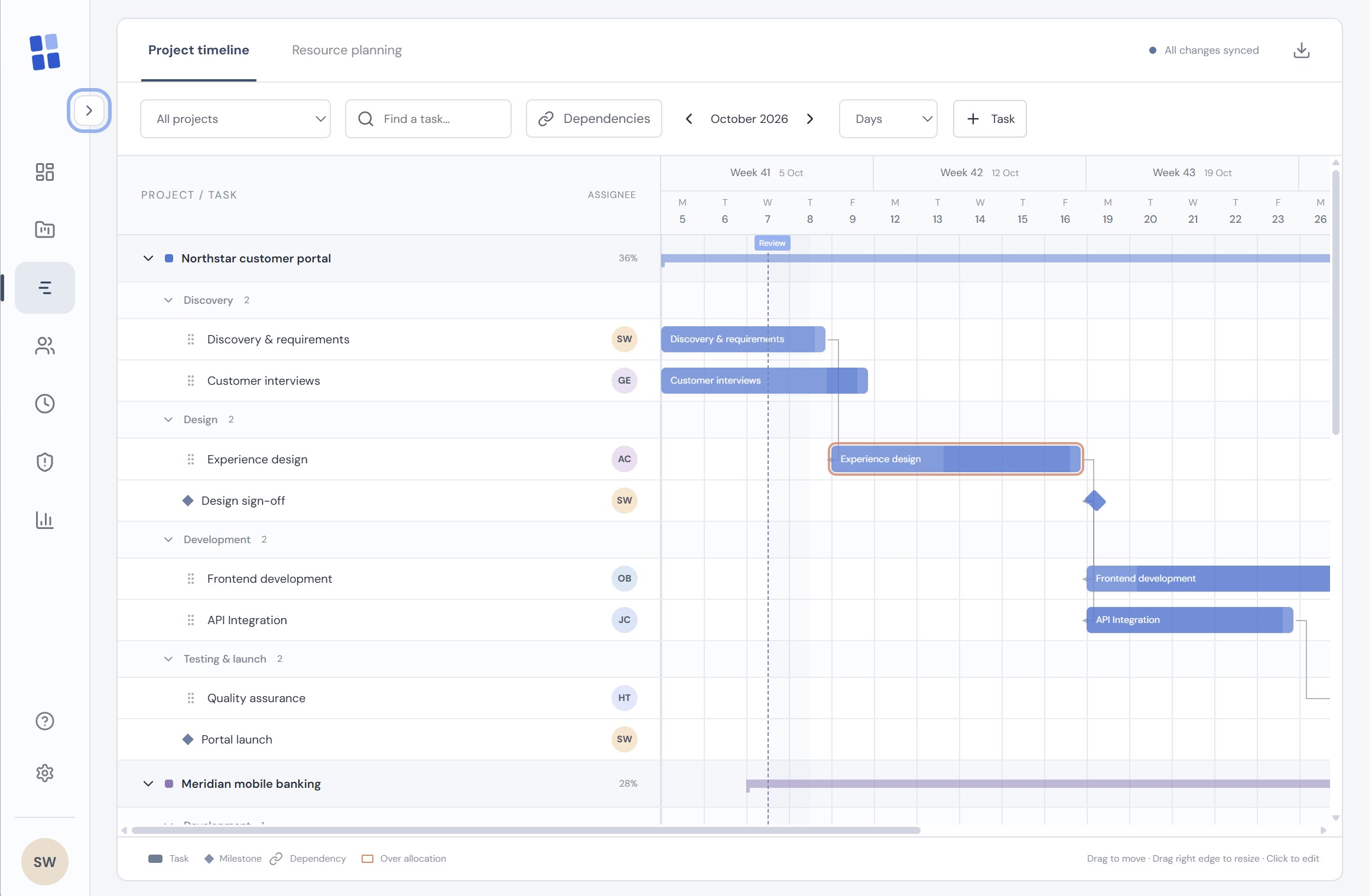 Project planning demonstration application interface