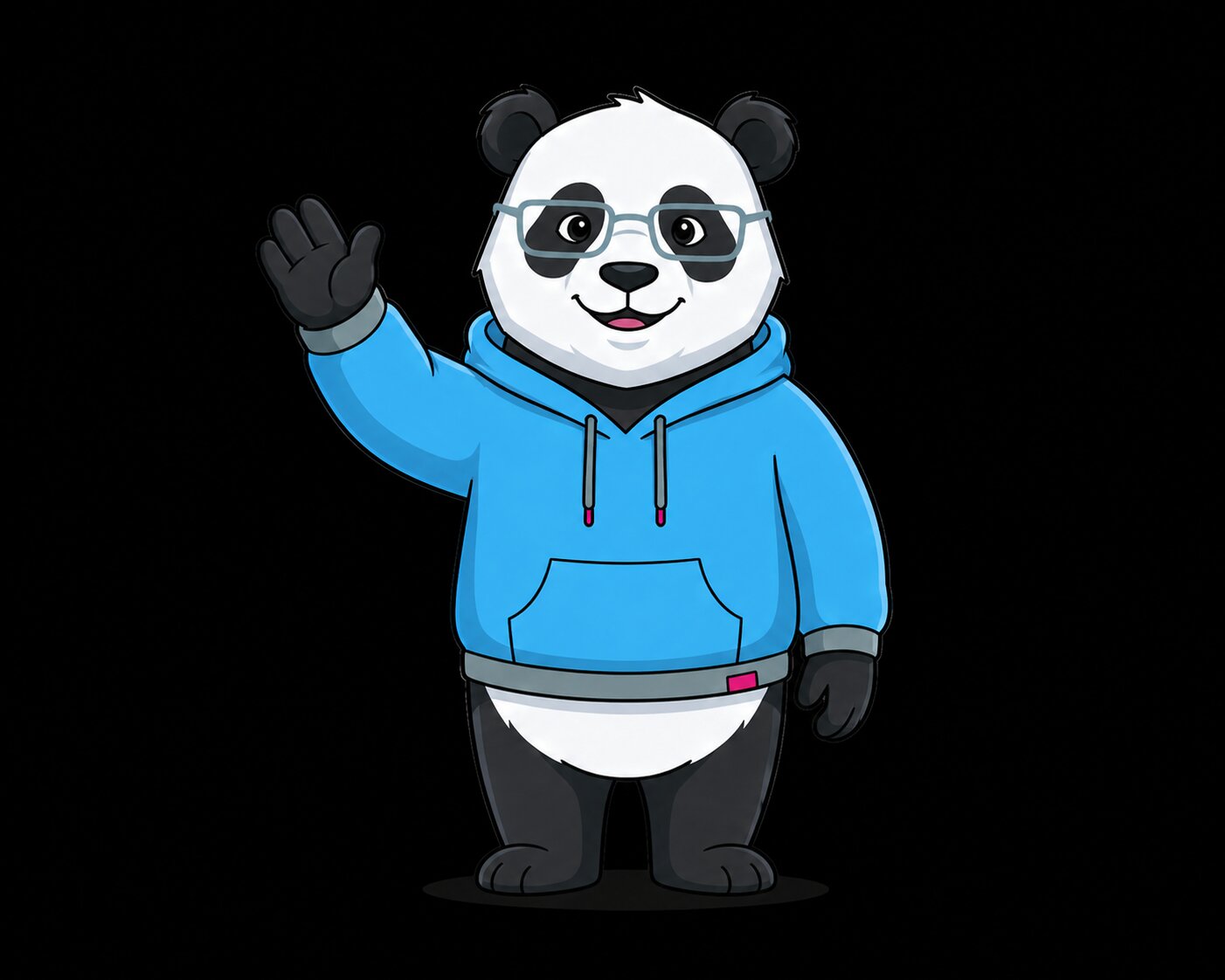 Friendly Edgeways Digital panda mascot